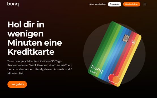 Bunq Prepaid-Kreditkarte webseite.