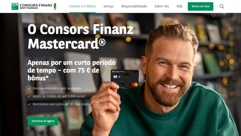 Consors Finanz Mastercard webseite.