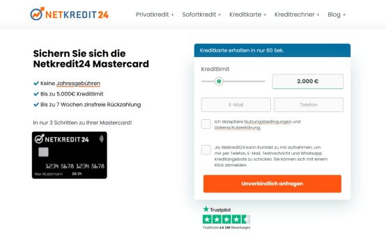 Netkredit24 Mastercard webseite.