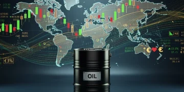 Gráfico de precios del petróleo Brent con una previsión de 85 dólares en 2026 y su impacto económico.